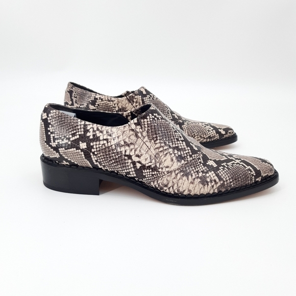 Vince | Delmar Embossed Snake Loafers in Natural, Black - Picture 2 of 9